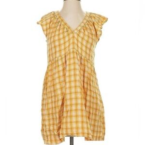 Old Navy Yellow Plaid Babydoll Dress with pockets